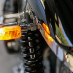 Close-up image of a motorcycle