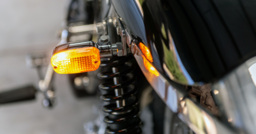 Close-up image of a motorcycle